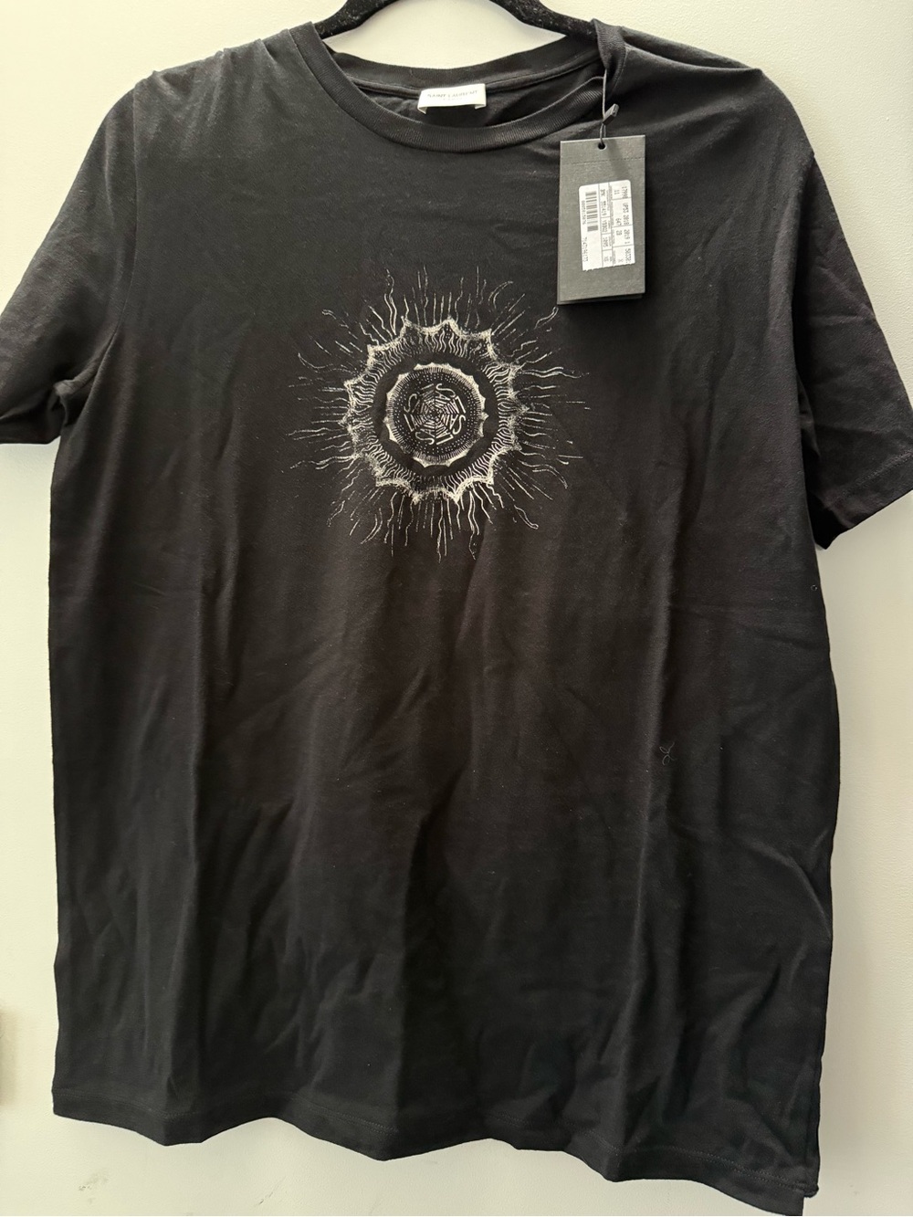 Saint Laurent Black Short Sleeve Graphic Crewneck Tee